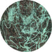 Round Machine Washable Abstract Turquoise Modern Area Rugs, wshabs3851turq