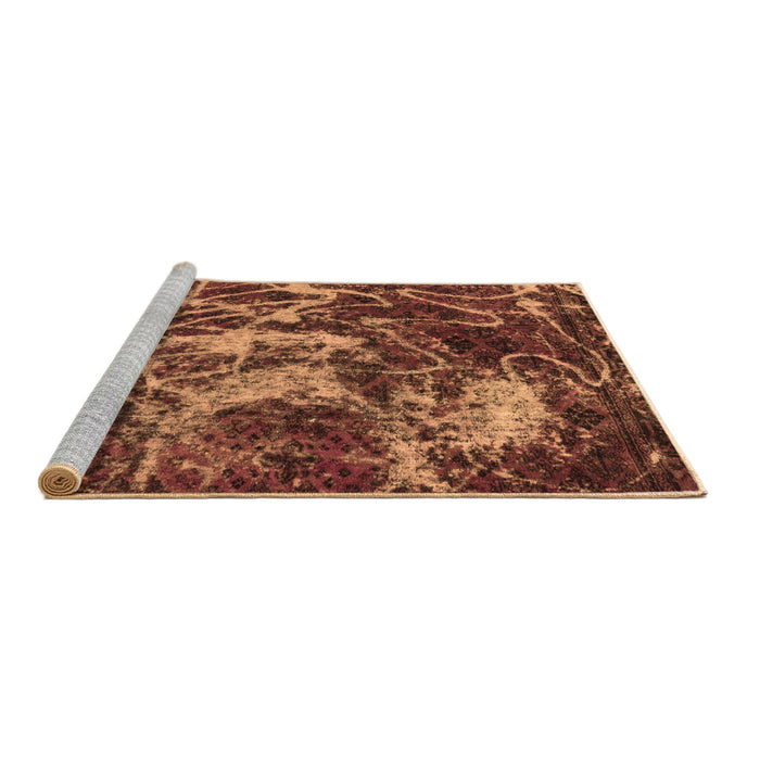 Sideview of Machine Washable Abstract Brown Modern Rug, wshabs3851brn