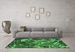 Machine Washable Abstract Emerald Green Modern Area Rugs in a Living Room,, wshabs3851emgrn