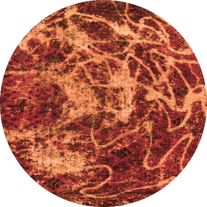 Round Abstract Orange Modern Rug, abs3851org