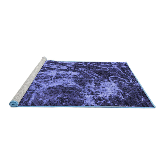 Sideview of Machine Washable Abstract Blue Modern Rug, wshabs3851blu
