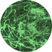 Round Abstract Emerald Green Modern Rug, abs3851emgrn