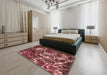 Machine Washable Abstract Red Rug in a Bedroom, wshabs3851