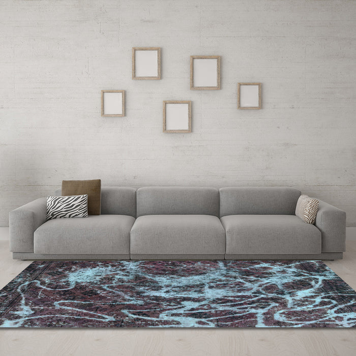 Machine Washable Abstract Light Blue Modern Rug in a Living Room, wshabs3851lblu