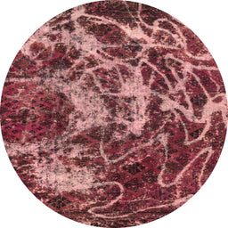 Round Machine Washable Abstract Red Rug, wshabs3851