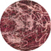 Round Machine Washable Abstract Red Rug, wshabs3851