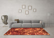 Machine Washable Abstract Orange Modern Area Rugs in a Living Room, wshabs3851org