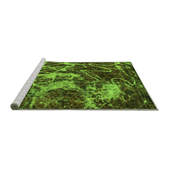 Sideview of Machine Washable Abstract Green Modern Area Rugs, wshabs3851grn