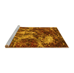 Sideview of Machine Washable Abstract Yellow Modern Rug, wshabs3851yw