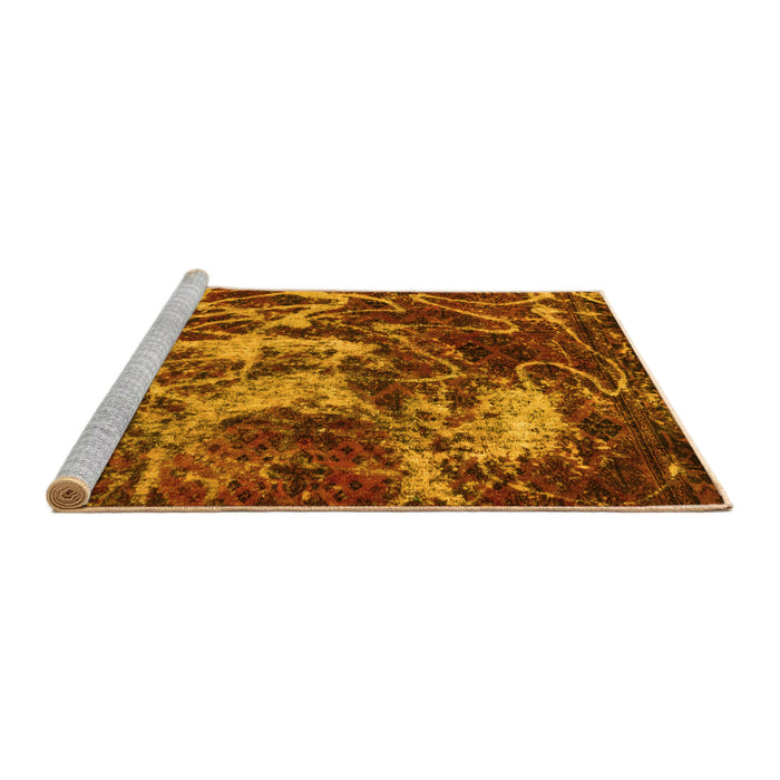 Sideview of Machine Washable Abstract Yellow Modern Rug, wshabs3851yw