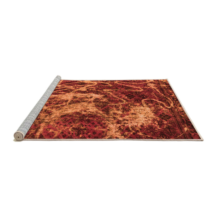 Sideview of Machine Washable Abstract Orange Modern Area Rugs, wshabs3851org