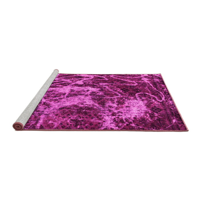 Sideview of Machine Washable Abstract Pink Modern Rug, wshabs3851pnk