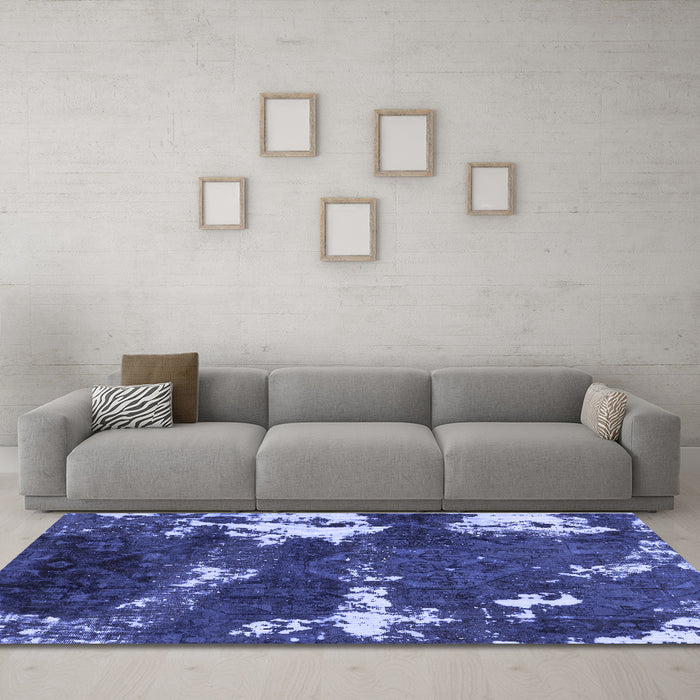 Machine Washable Abstract Blue Modern Rug in a Living Room, wshabs3852blu