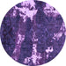 Round Abstract Purple Modern Rug, abs3852pur