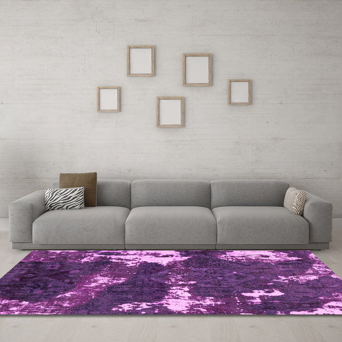 Machine Washable Abstract Pink Modern Rug in a Living Room, wshabs3852pnk