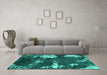 Machine Washable Abstract Turquoise Modern Area Rugs in a Living Room,, wshabs3852turq