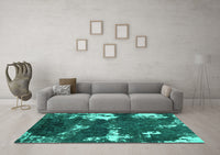 Machine Washable Abstract Turquoise Modern Rug, wshabs3852turq