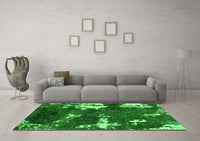 Machine Washable Abstract Green Modern Rug, wshabs3852grn