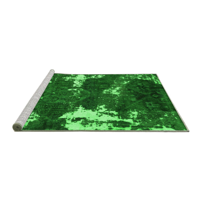 Sideview of Machine Washable Abstract Green Modern Area Rugs, wshabs3852grn