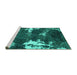 Sideview of Machine Washable Abstract Turquoise Modern Area Rugs, wshabs3852turq