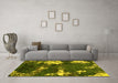 Machine Washable Abstract Yellow Modern Rug in a Living Room, wshabs3852yw