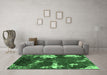 Machine Washable Abstract Emerald Green Modern Area Rugs in a Living Room,, wshabs3852emgrn