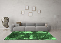 Machine Washable Abstract Emerald Green Modern Rug, wshabs3852emgrn