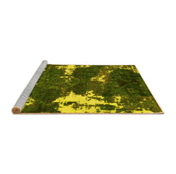 Sideview of Machine Washable Abstract Yellow Modern Rug, wshabs3852yw