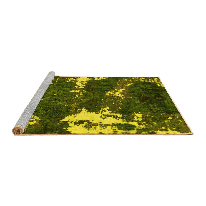 Sideview of Machine Washable Abstract Yellow Modern Rug, wshabs3852yw