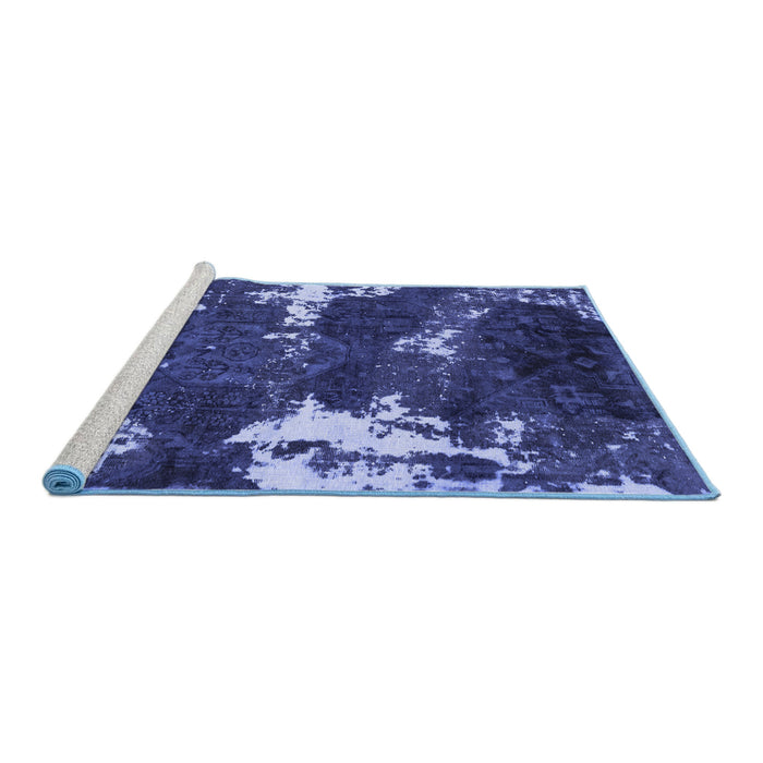 Sideview of Machine Washable Abstract Blue Modern Rug, wshabs3852blu