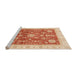 Sideview of Machine Washable Abstract Orange Red Rug, wshabs3853