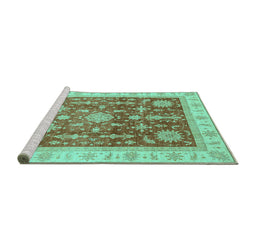 Sideview of Machine Washable Oriental Turquoise Traditional Area Rugs, wshabs3853turq