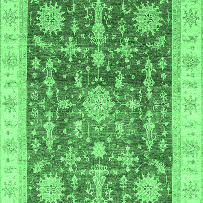 Machine Washable Oriental Emerald Green Traditional Area Rugs, wshabs3853emgrn