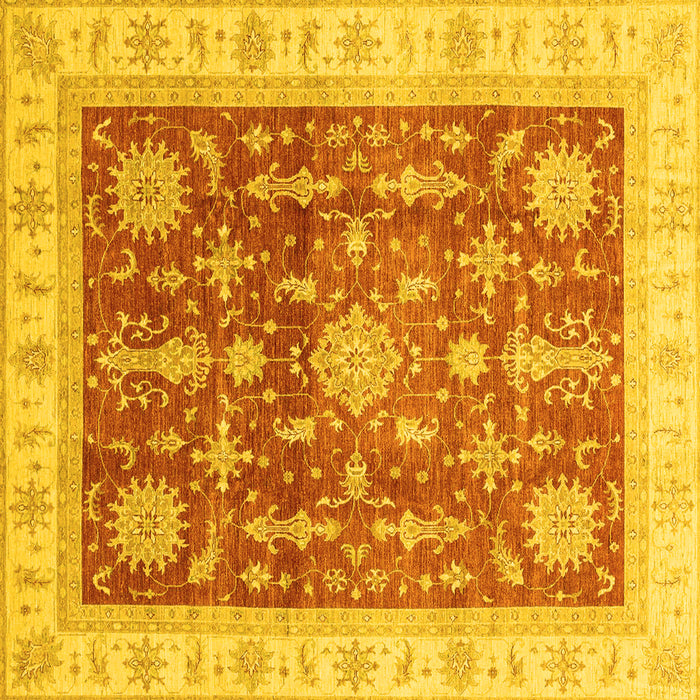 Square Oriental Yellow Traditional Rug, abs3853yw