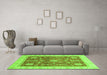 Machine Washable Oriental Green Traditional Area Rugs in a Living Room,, wshabs3853grn