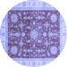 Round Machine Washable Oriental Blue Traditional Rug, wshabs3853blu