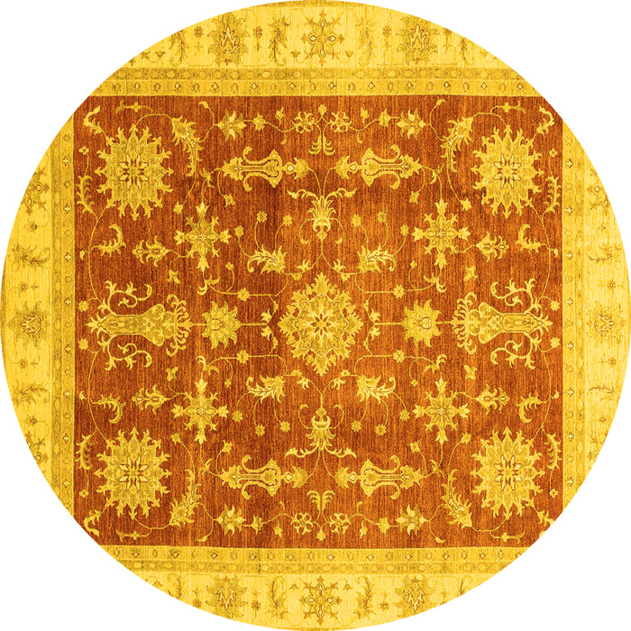 Round Oriental Yellow Traditional Rug, abs3853yw