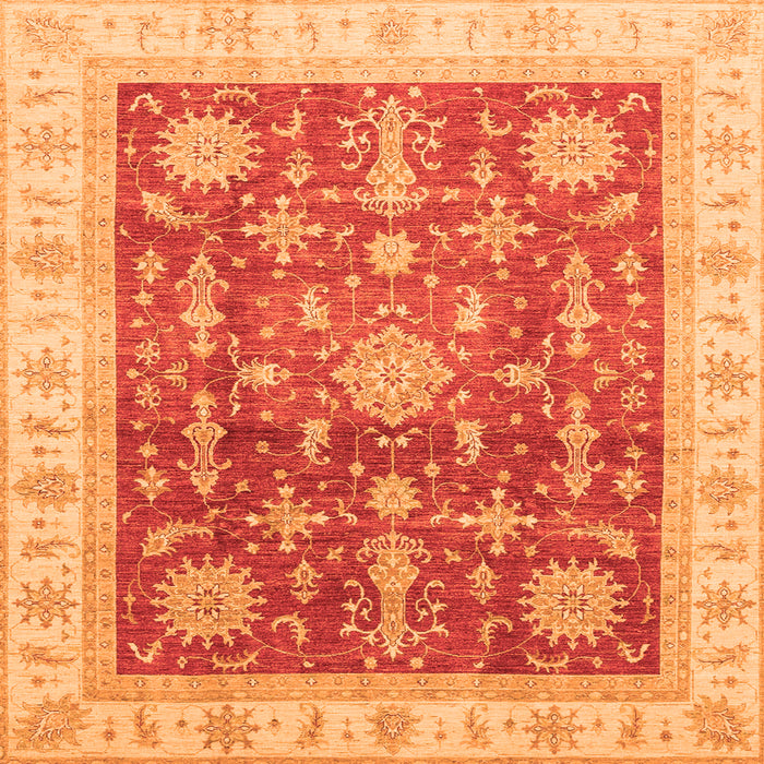 Square Oriental Orange Traditional Rug, abs3853org