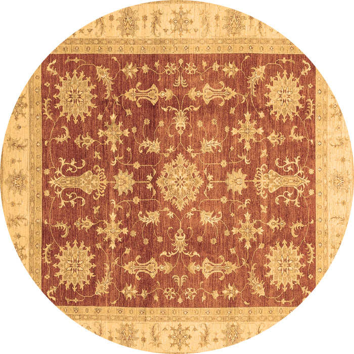 Round Oriental Brown Traditional Rug, abs3853brn