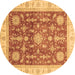 Round Oriental Brown Traditional Rug, abs3853brn