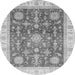 Round Machine Washable Oriental Gray Traditional Rug, wshabs3853gry