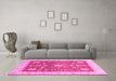 Machine Washable Oriental Pink Traditional Rug in a Living Room, wshabs3853pnk