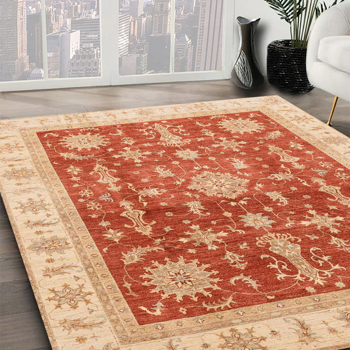 Machine Washable Abstract Orange Red Rug in a Family Room, wshabs3853