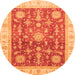 Round Oriental Orange Traditional Rug, abs3853org