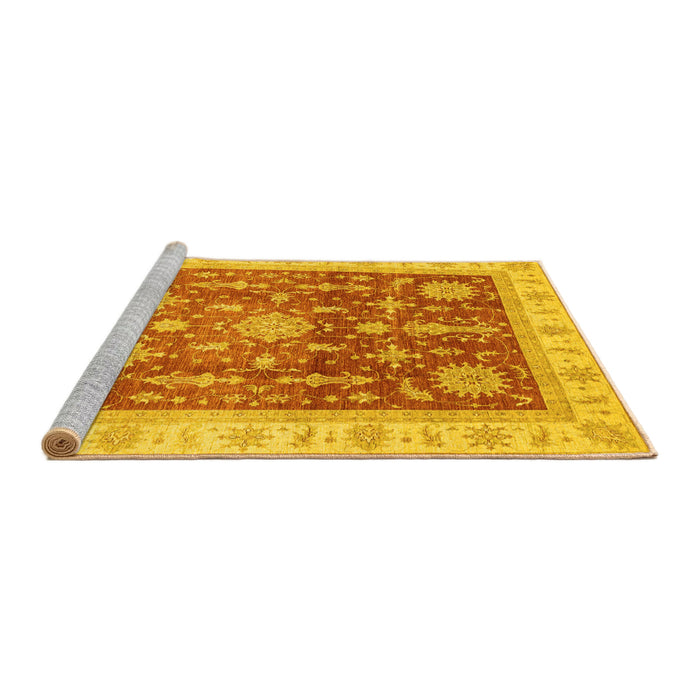 Sideview of Machine Washable Oriental Yellow Traditional Rug, wshabs3853yw