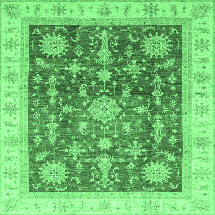 Square Oriental Emerald Green Traditional Rug, abs3853emgrn