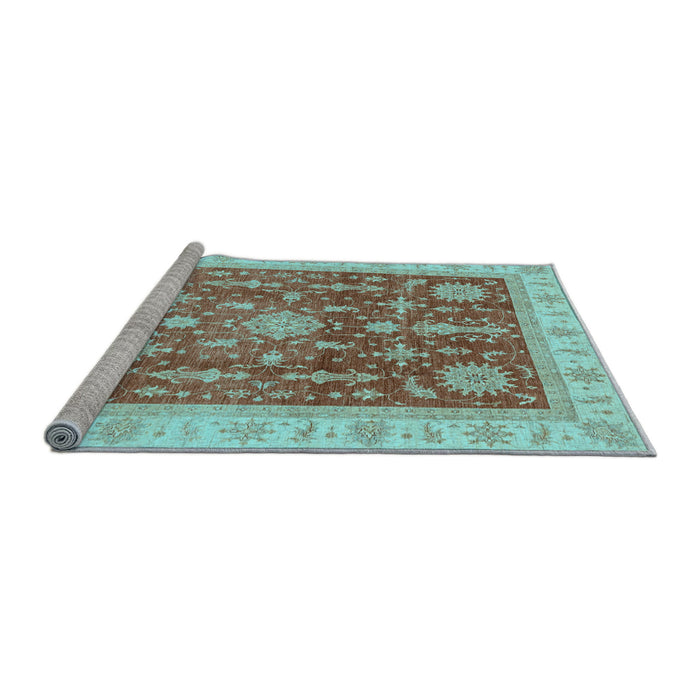 Sideview of Machine Washable Oriental Light Blue Traditional Rug, wshabs3853lblu