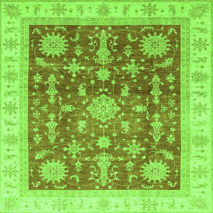 Square Machine Washable Oriental Green Traditional Area Rugs, wshabs3853grn