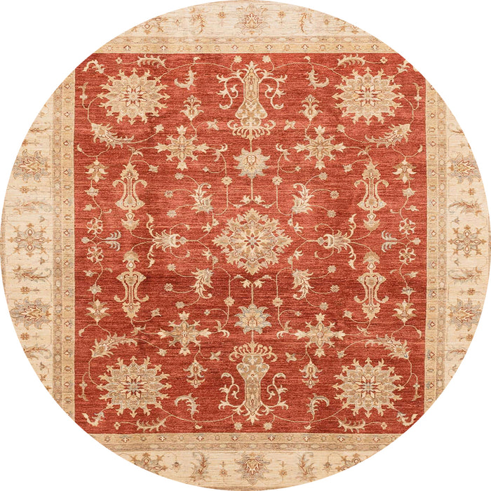 Round Machine Washable Abstract Orange Red Rug, wshabs3853
