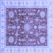 Square Machine Washable Oriental Blue Traditional Rug, wshabs3853blu